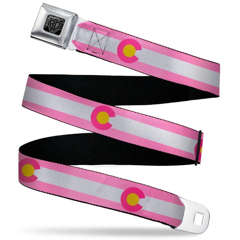 9629 Seatbelt Belt Kids Colorado Flags Repeat Light White/Pink/Yellow